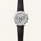 Silver Diamond Bezel Chronograph Watch with Black Rubber Strap