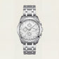 Premium Silver Chronograph Watch with White Dial & Steel Bracelet