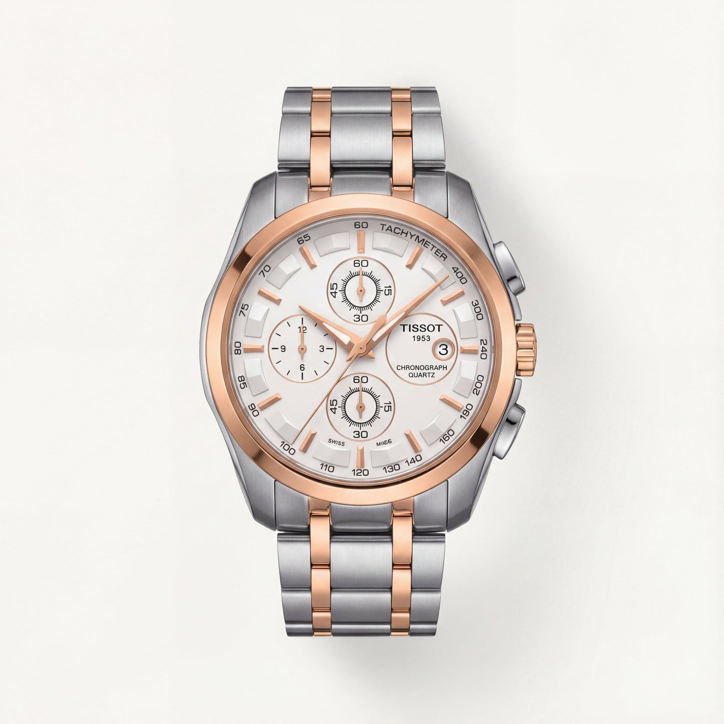 Men’s Silver & Rose Gold Chronograph Style Watch – Premium Design