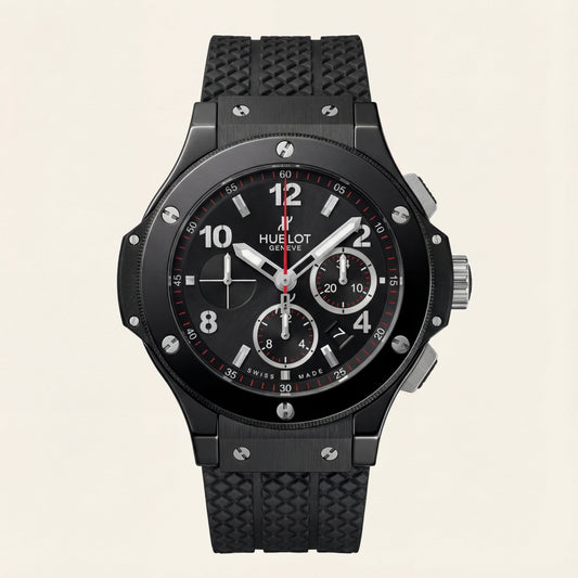 Stealth Black Chronograph Rubber Strap Men’s Watch