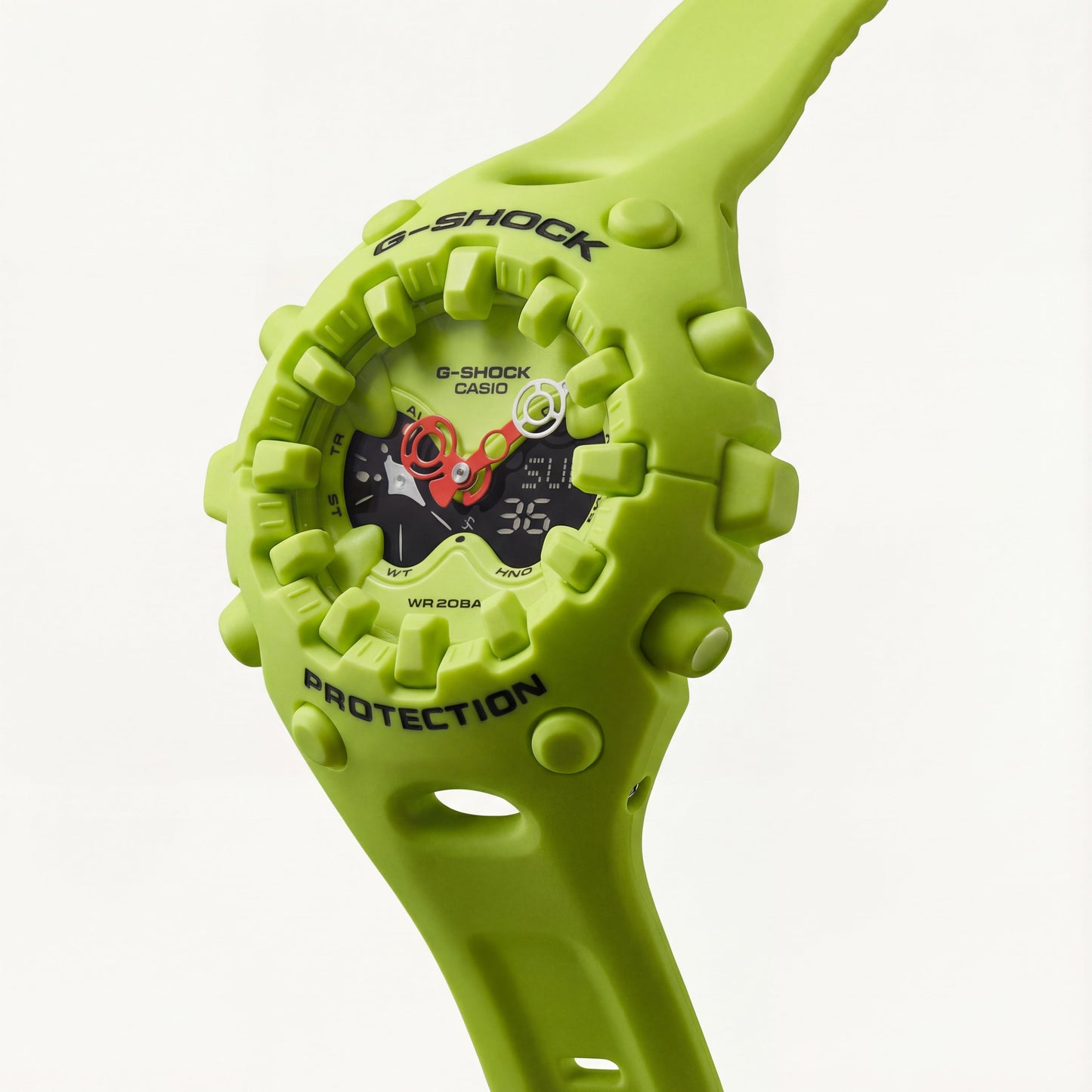 Neon Green Shock-Resistant Hybrid Sports Watch