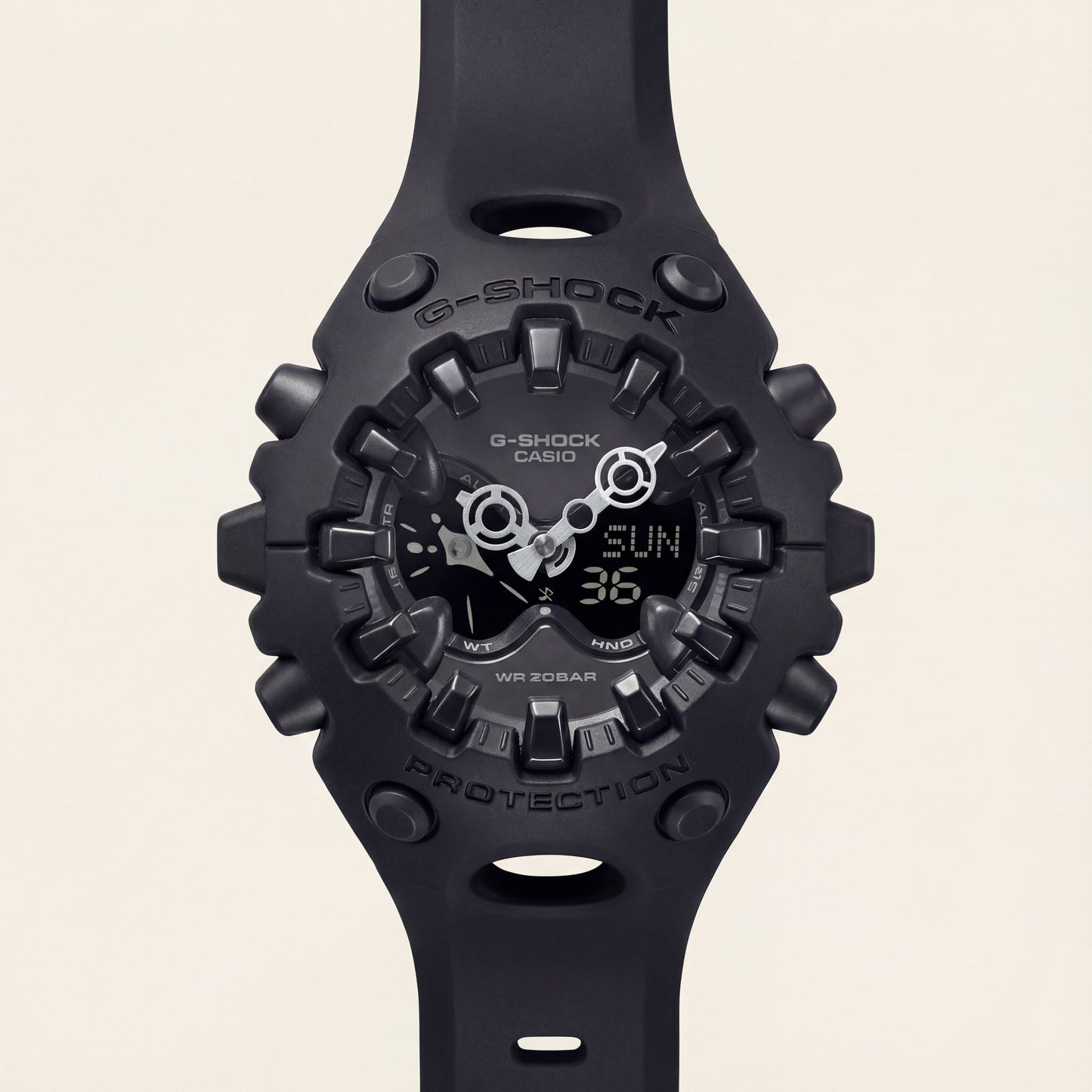 Matte Black Shock-Resistant Hybrid Sports Watch