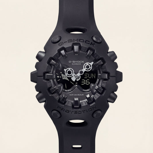 Matte Black Shock-Resistant Hybrid Sports Watch