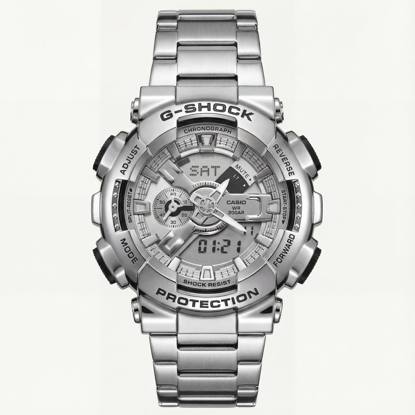Brushed Steel Heavy-Duty Chronograph Sports Watch