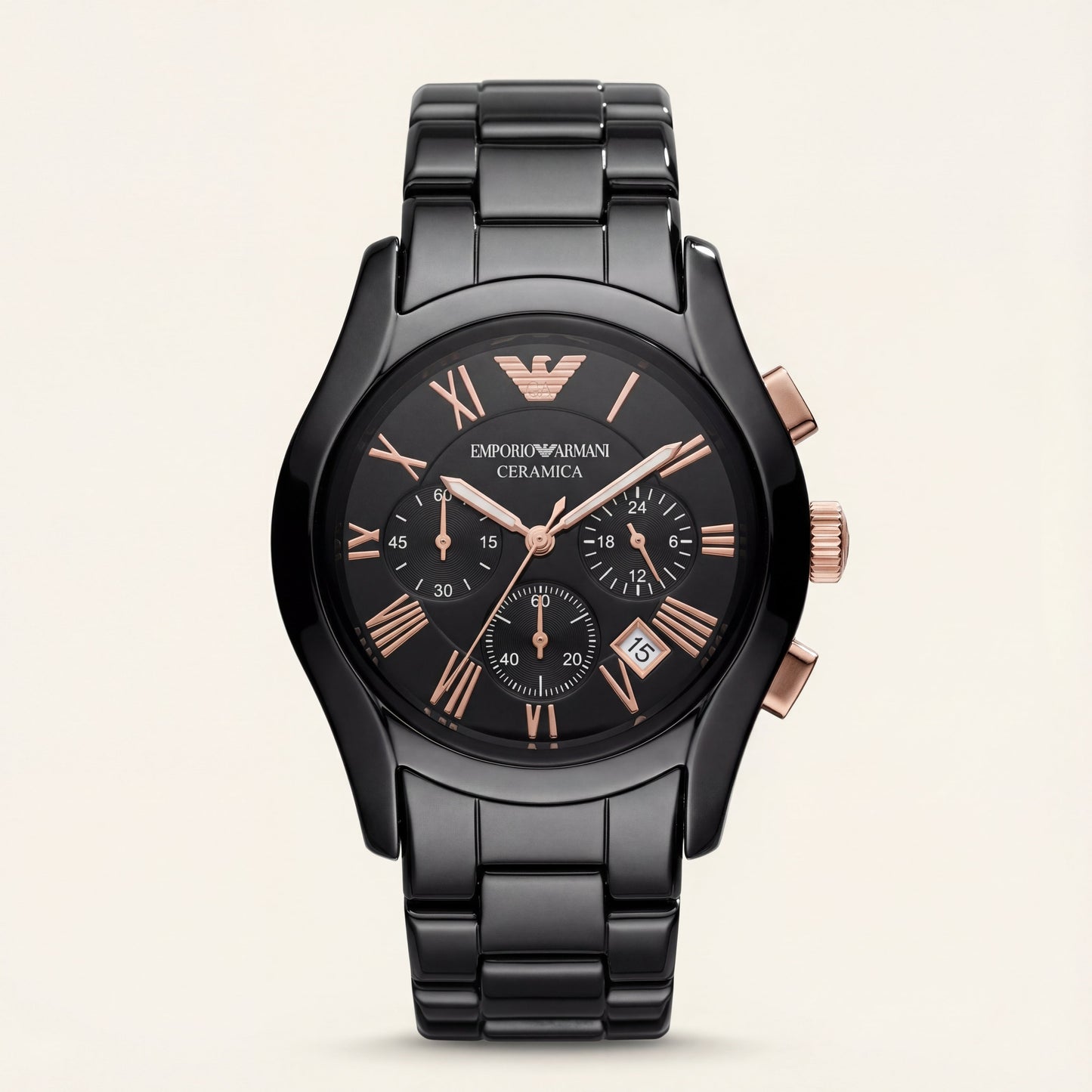 Midnight Black Rose-Gold Chronograph Ceramic Watch