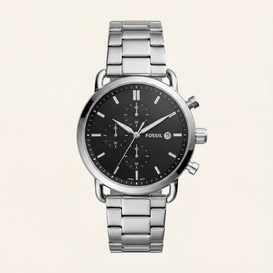 Classic Black Dial Stainless Steel Chronograph Watch