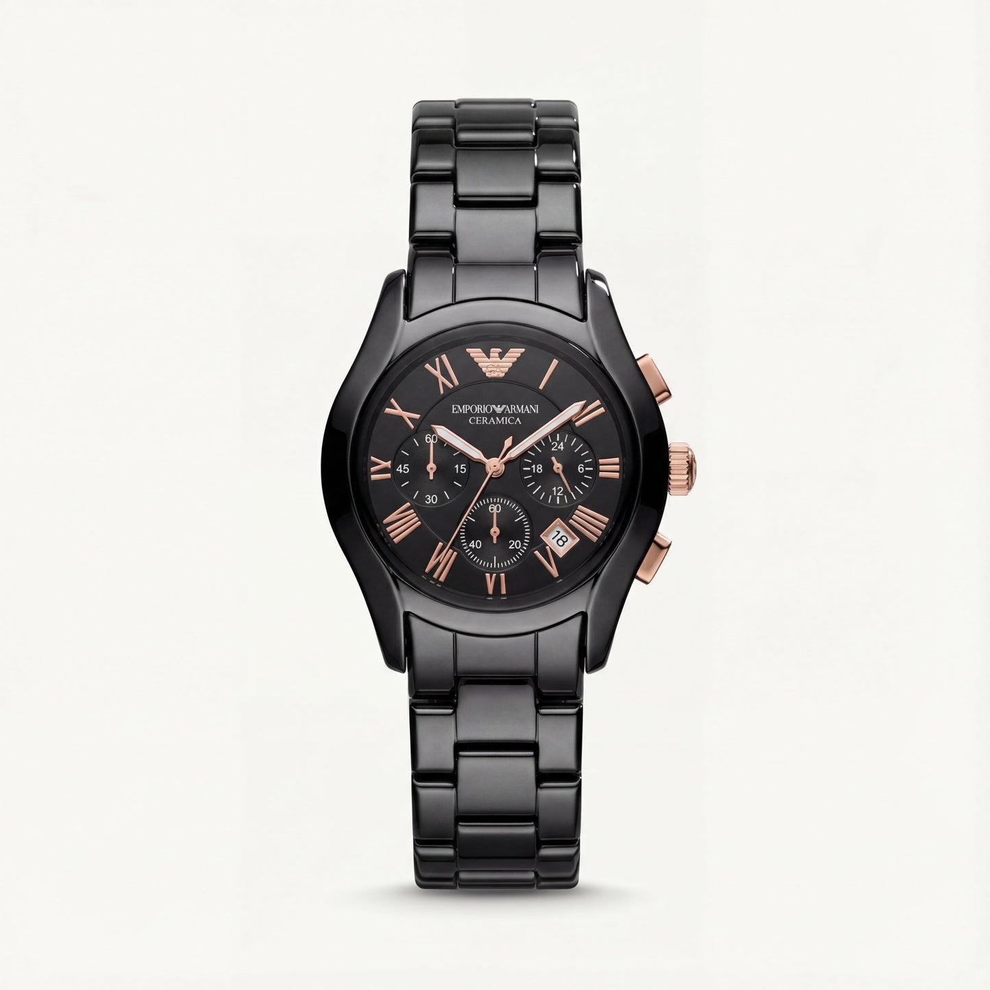 Black Ceramic Rose-Gold Accent Chronograph Watch