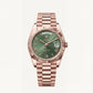 Rose Gold Green Dial Day-Date Luxury Steel Watch