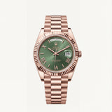 Rose Gold Green Dial Day-Date Luxury Steel Watch