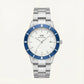 Silver White Dial Blue Bezel Minimalist Men’s Watch