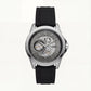 Silver Skeleton Automatic Dial Black Silicone Strap Men’s Watch