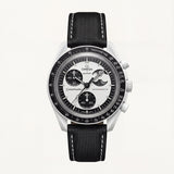 Black & Silver Moon Chronograph Men’s Watch with Tachymeter Bezel