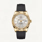 Gold Fluted Bezel White Dial Luxury Men’s Watch with Rubber Strap