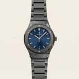 Matte Black Blue Sunburst Dial Minimalist Men’s Watch