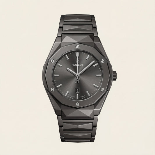 Matte Black Steel Luxury Men’s Watch with Smoke Grey Dial