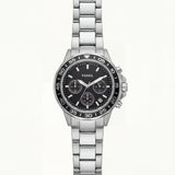 Silver Steel Black Chronograph Dial Men’s Watch