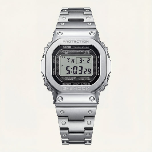 Silver Steel Square Digital Tough Men’s Watch
