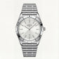 Silver White Sunray Dial Stainless Steel Luxury Men’s Watch