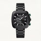 Matte Black Square Chronograph Men’s Watch with Dual Dial Display