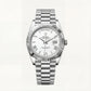 Classic White Dial Fluted Steel Day-Date Watch