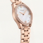 Rose Gold Crystal Bezel Mother of Pearl Floral Dial Elegant Bracelet Watch