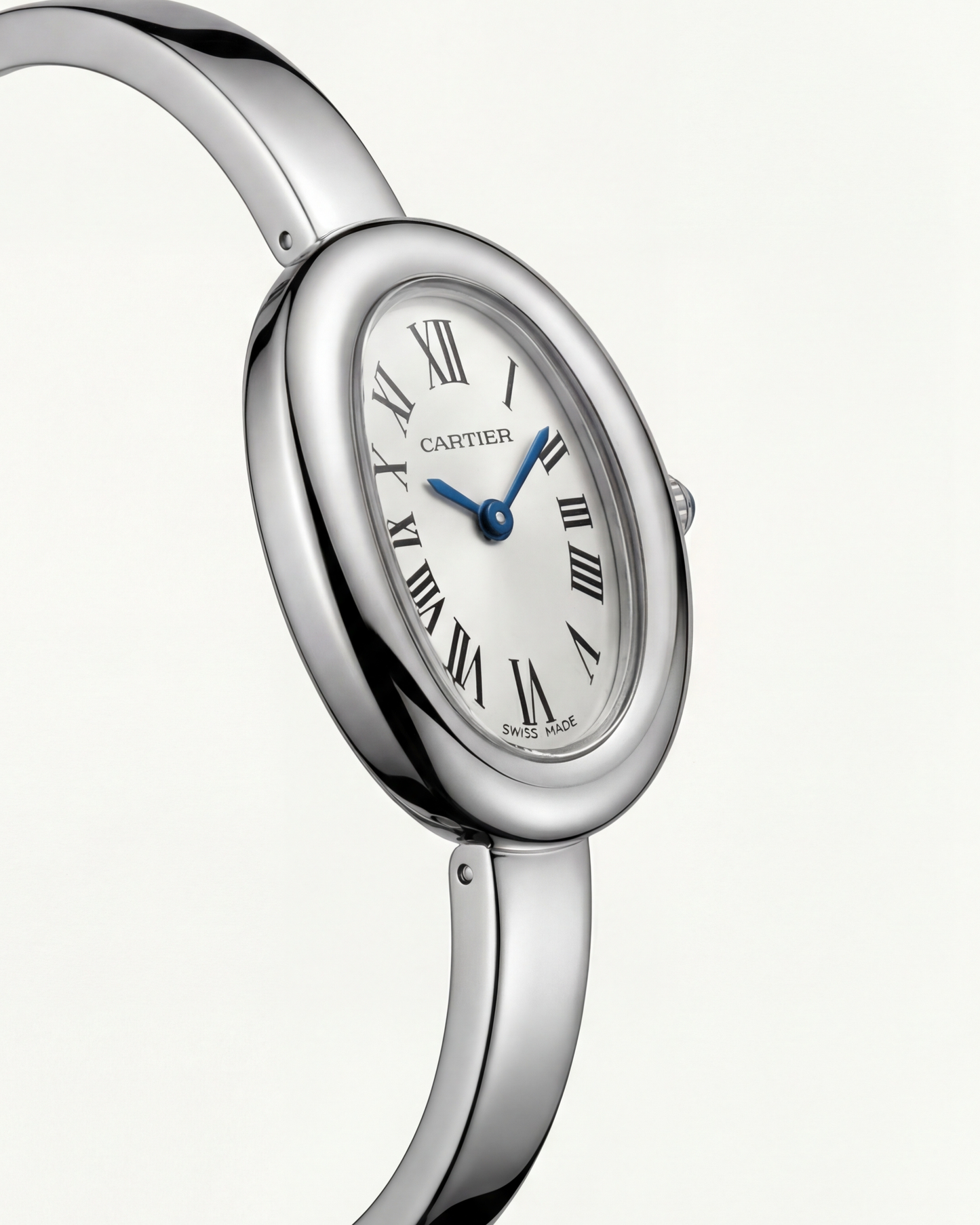 Oval Silver Roman Dial Bangle Watch – Timeless Parisian Elegance Edition