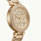 Gold Tone Crystal Bezel Champagne Dial Chronograph Bracelet Watch