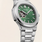 Silver Green Dial Open-Heart Automatic Steel Watch