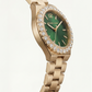 Gold Crystal Bezel Watch – Emerald Dial Luxe Edition