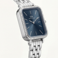 Midnight Blue Rectangle Crystal Watch – Silver Luxe Edition