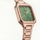 Rose Gold Square Watch – Emerald Minimal Luxe Edition