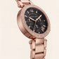 Rose Gold Crystal Bezel Black Dial Chronograph Bracelet Watch