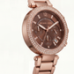 Rose Gold Crystal Bezel Brown Dial Chronograph Bracelet Watch
