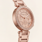 Rose Gold Crystal Bezel Chronograph Multi-Dial Bracelet Watch