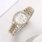 Two-Tone Gold Silver White Dial Classic Quartz Watch Women's Watch
