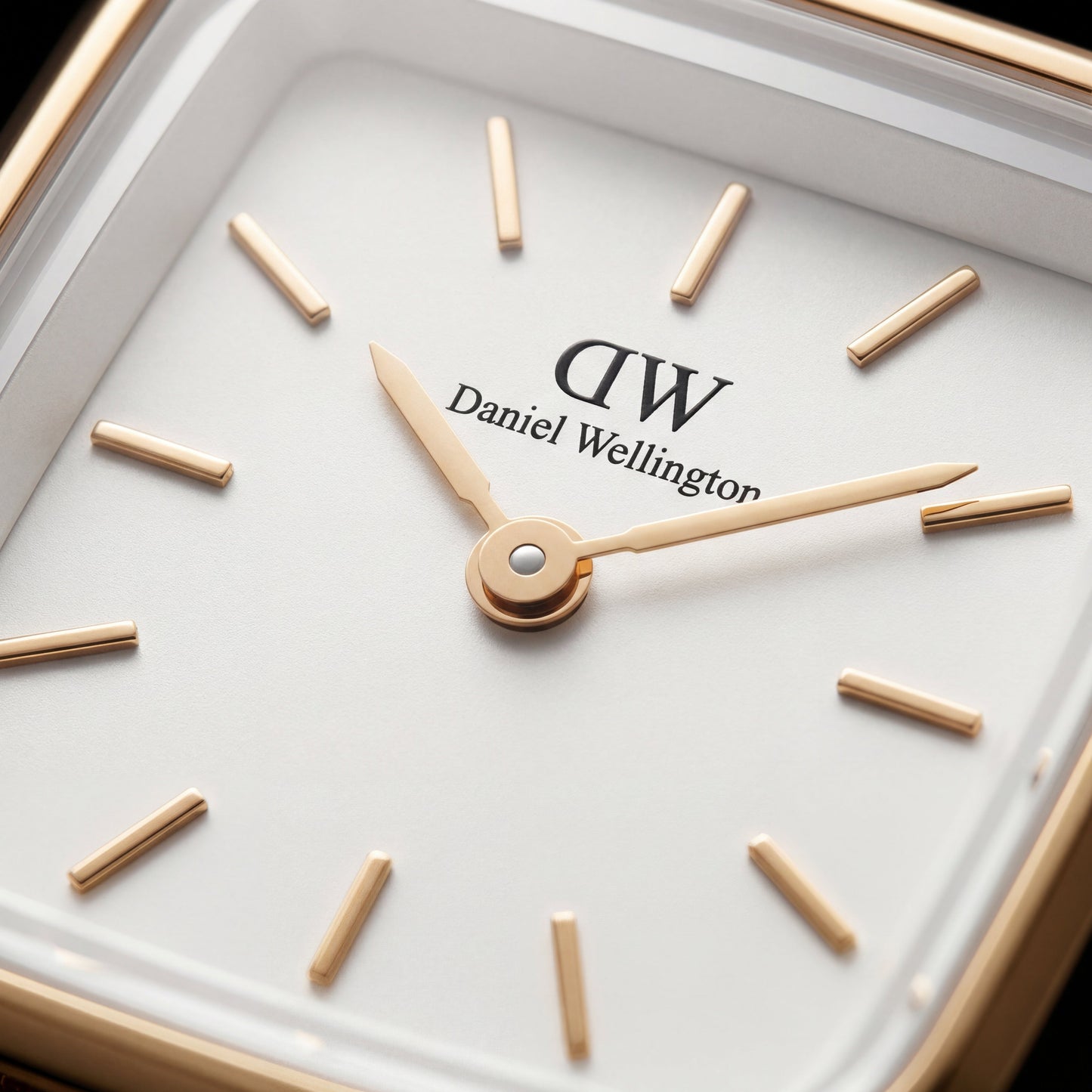 Gold Square Case White Dial Mesh Strap Watch