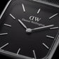 Silver Rectangular Black Dial Black Mesh Strap Watch