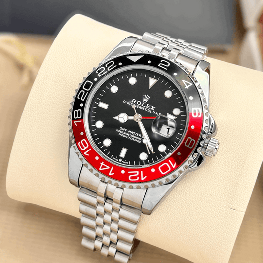Premium Silver GMT Style Luxury Watch Black Red Coke Bezel Jubilee Bracelet Classic Luxury Watch – Men